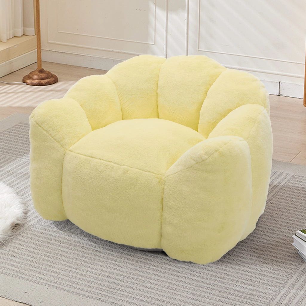 Divano pouf 110x110x68 cm in velluto giallo senza montaggio per salotto e camera