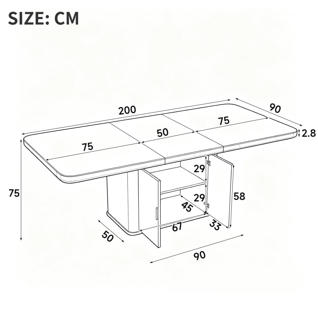 Tavolo da pranzo estensibile 150/200x90x75 cm in MDF rovere con contenitore