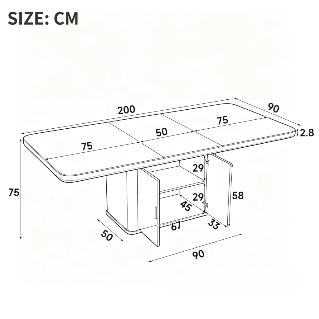 Tavolo da pranzo estensibile 150/200x90x75 cm in MDF rovere con contenitore