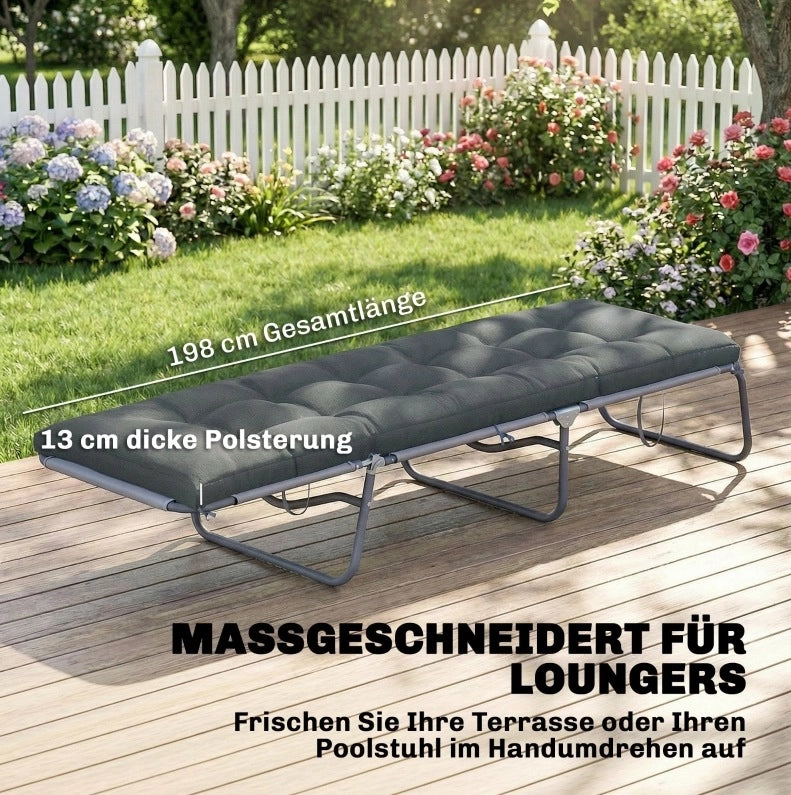 Cuscino per lettino da esterno 198 × 65 × 13 cm grigio scuro