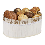 Cesto ovale, in bambù, design parigino, 16x34x24 cm, bianco