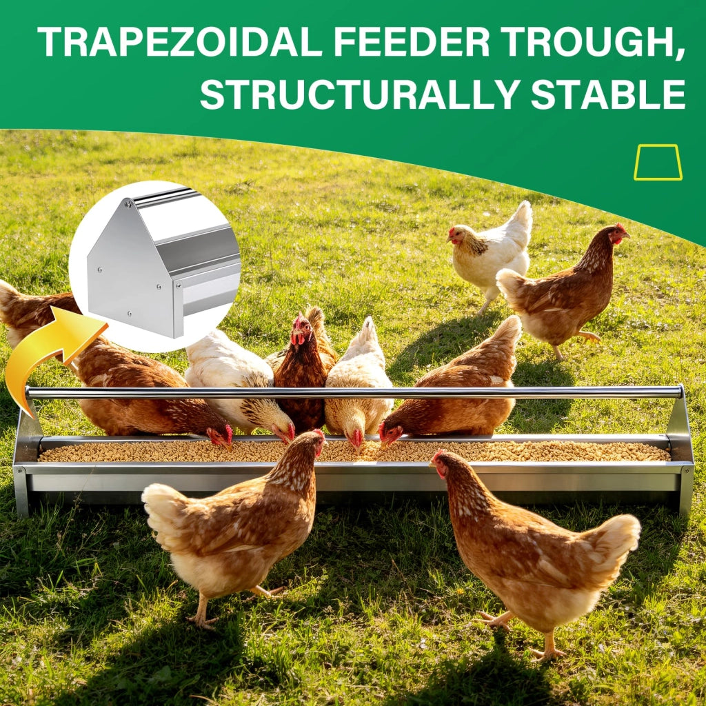 Distributore automatico per mangime per polli, acciaio zincato, forma trapezoidale, 1 pezzo