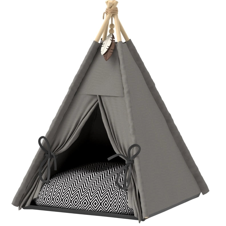 Tipi per Animali 60 x 60 x 76 cm Grigio - Cuccia Comoda per Gatti e Cani