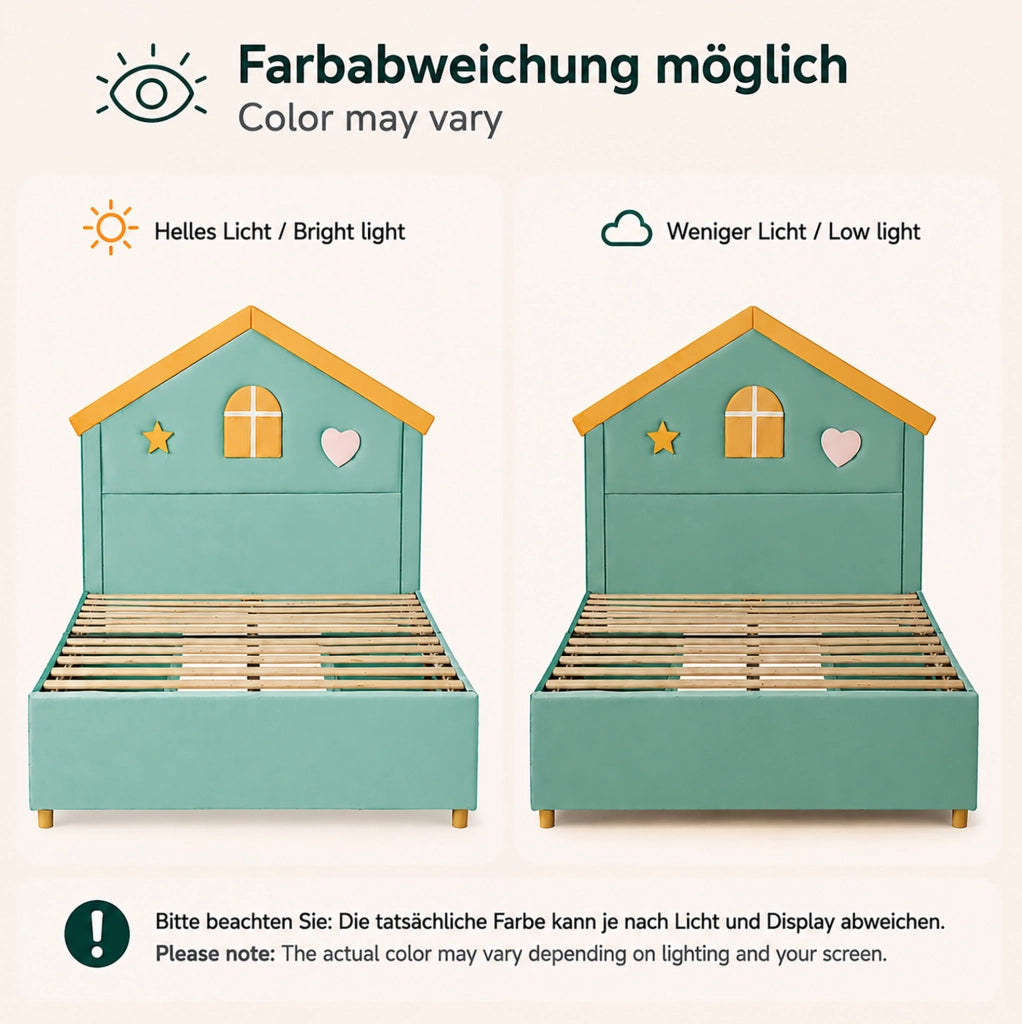 Letto imbottito 140 x 200 cm verde blu con 4 cassetti
