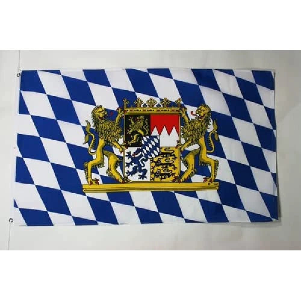 Bandiera del Bayern con il leone, dimensioni 90x60 cm, realizzata in poliestere 100D