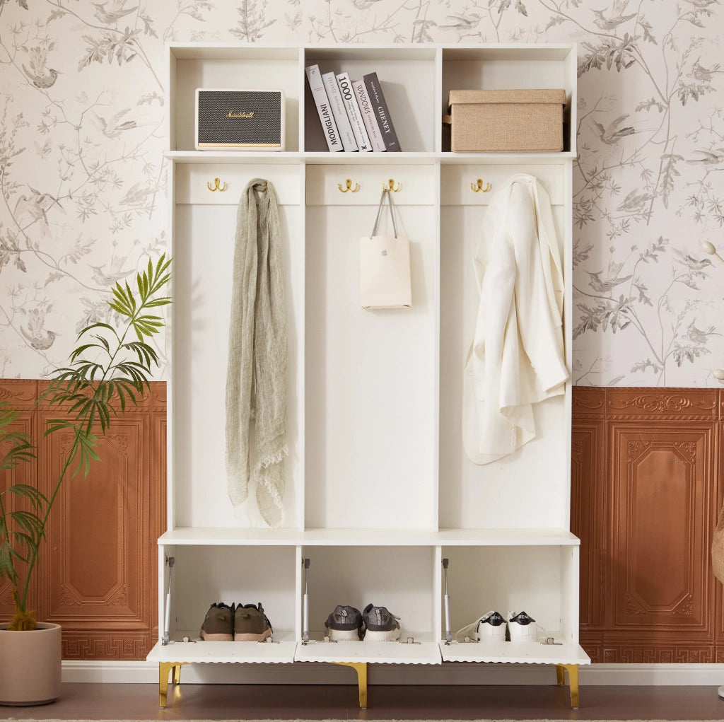 Mobile ingresso con panca 120x40x191,5 cm bianco
