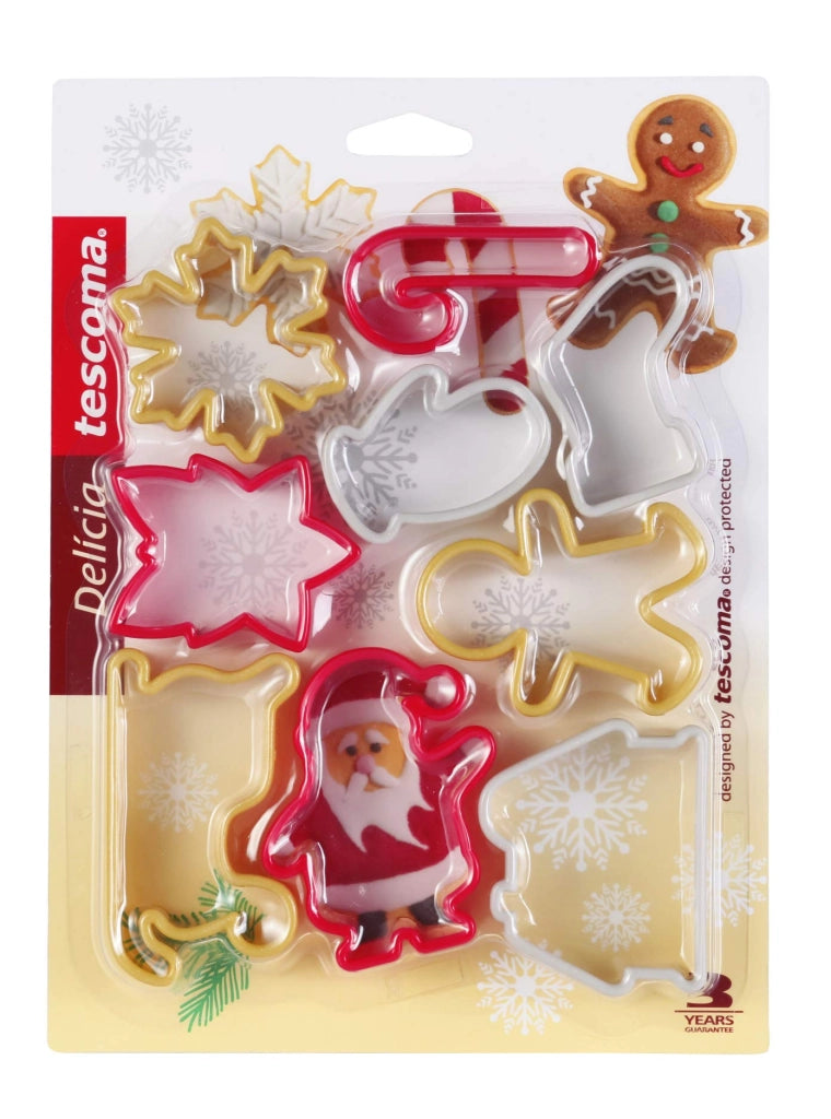 Set di formine per biscotti a tema natalizio, 9 pezzi, plastica, colorate
