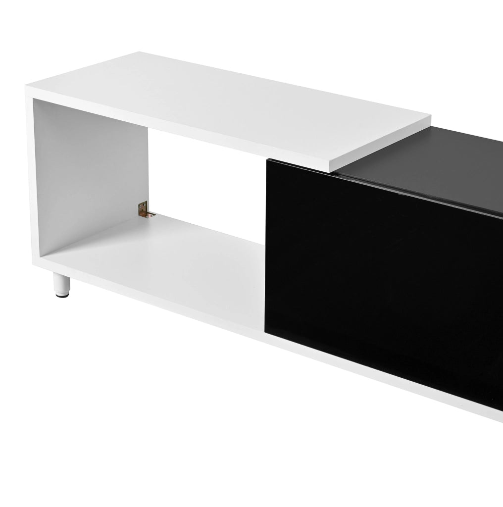 Mobile TV estensibile 258 x 38 x 48,5 cm nero e bianco, design moderno
