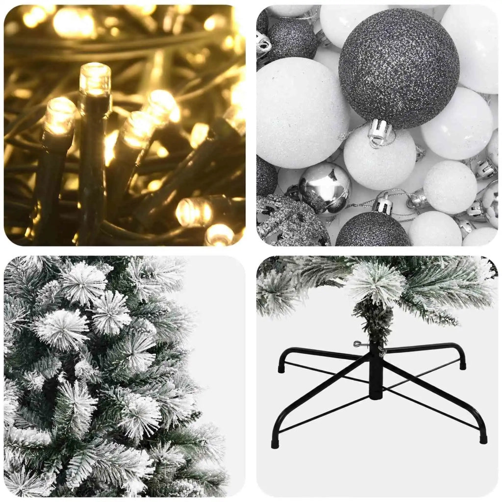 Albero di Natale artificiale con rami snodati e palline 150 cm 3466224