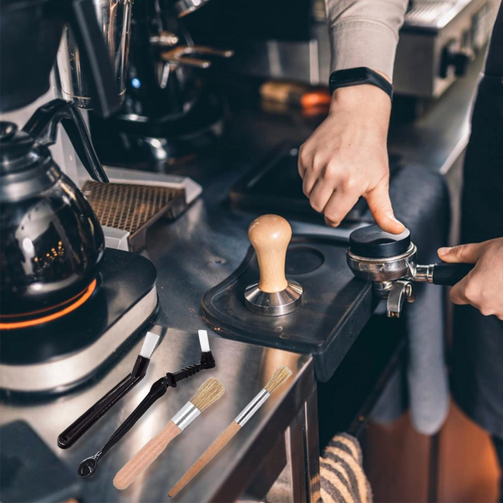 Kit per la pulizia delle macchine da caffè, con 4 spazzole per macchine espresso e macinini