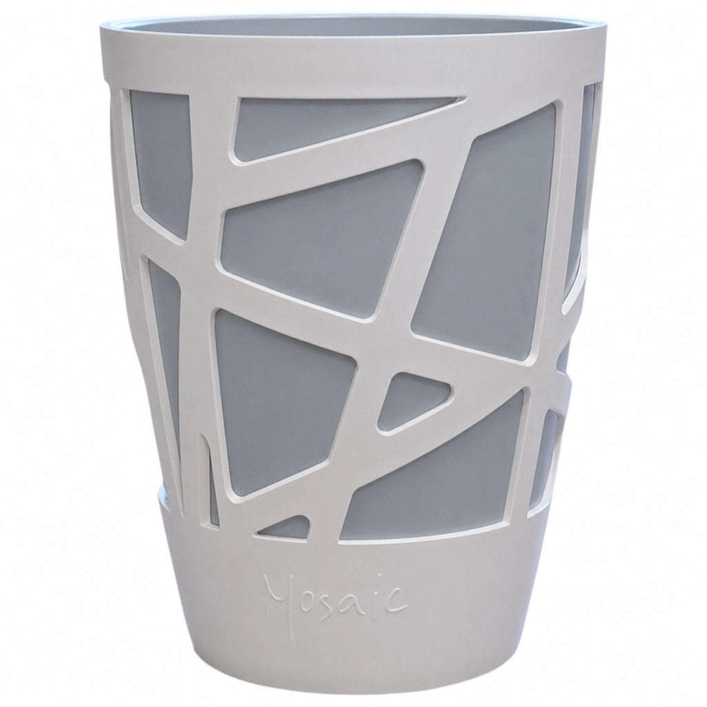 VASO MOSAIC CURVE D.13XH17,5CM AZZURRO/BIANCO.