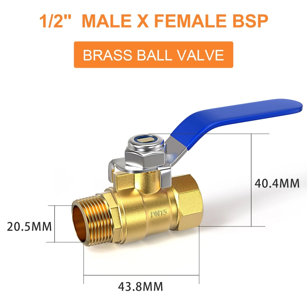 Set di 3 valvole a sfera in ottone, filettatura BSP da 1/2 pollice