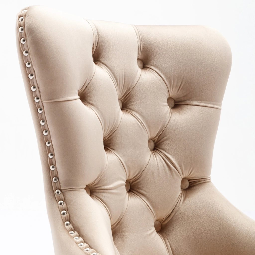 Set di 2 sedie imbottite con gambe regolabili in velluto beige