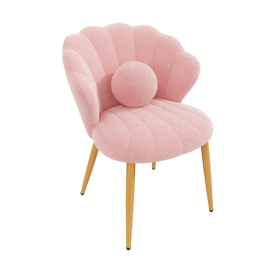 Set di 4 sedie da pranzo 60x62,5x83 cm in tessuto rosa con schienale a conchiglia
