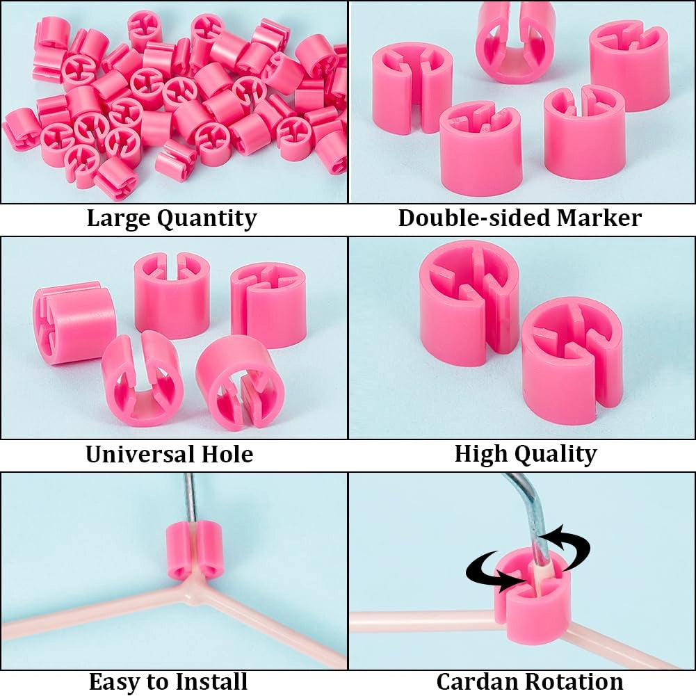 250 etichette per indicare le dimensioni dei appendini, colore rosa, in plastica, per appendini a filo