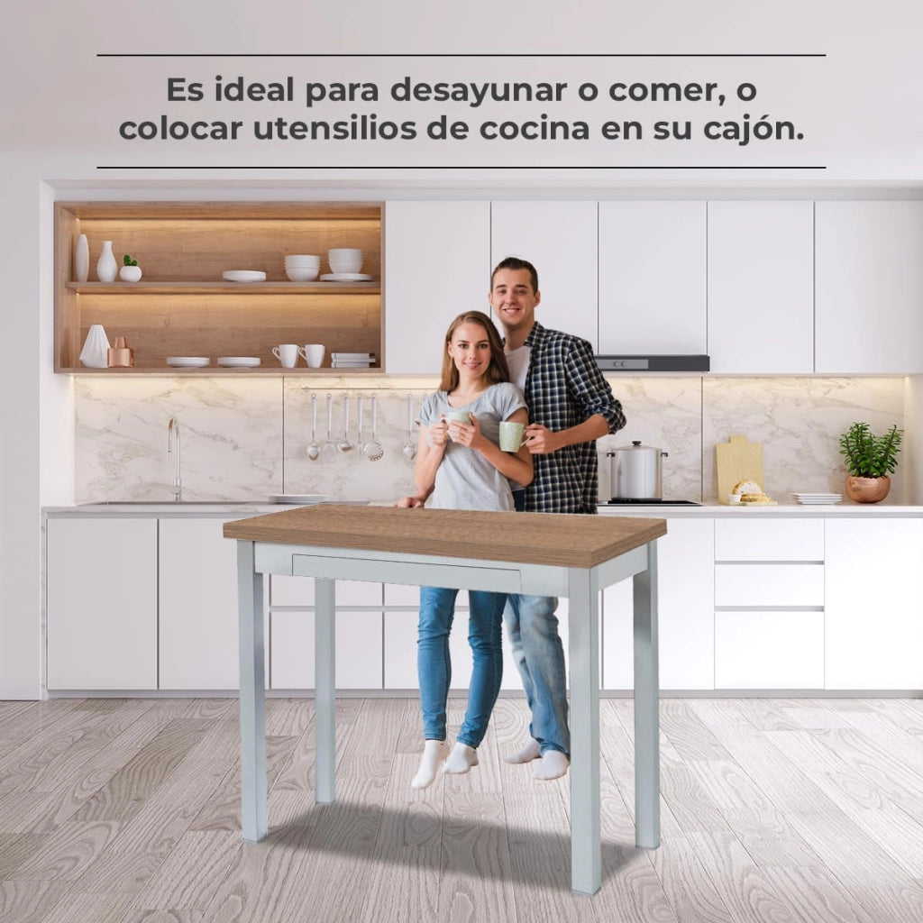 Tavolo da cucina, metallo, impiallacciatura di rovere Tennessee, 80 x 40 cm