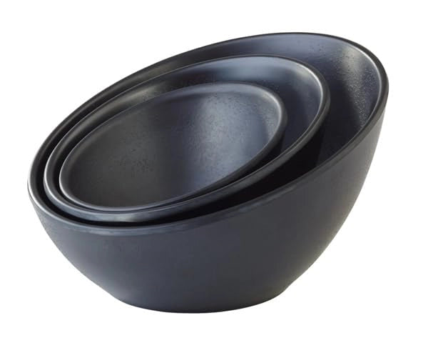 Ciotola ZEN, 16 cm, melamina, nera, effetto pietra, capacità 300 ml