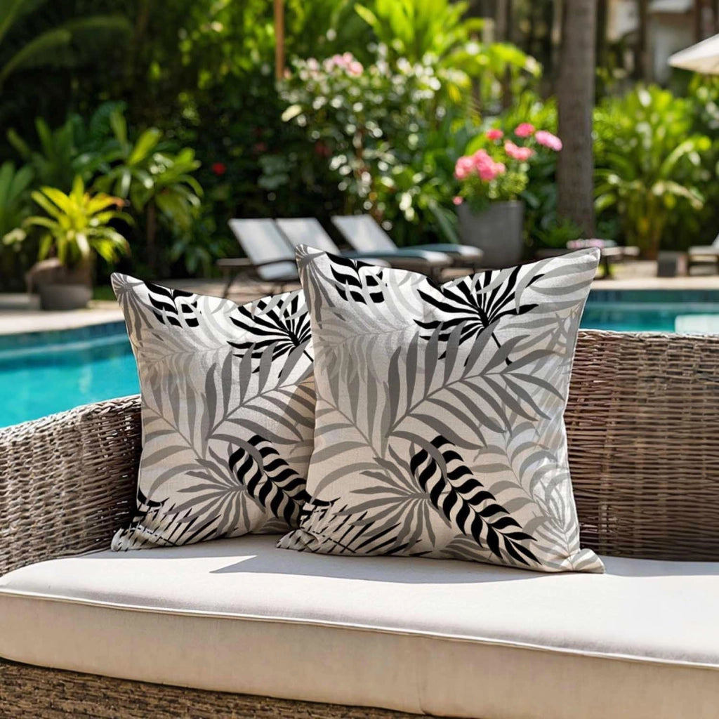 Set di 2 federe impermeabili, 45x45 cm, colore nero/grigio