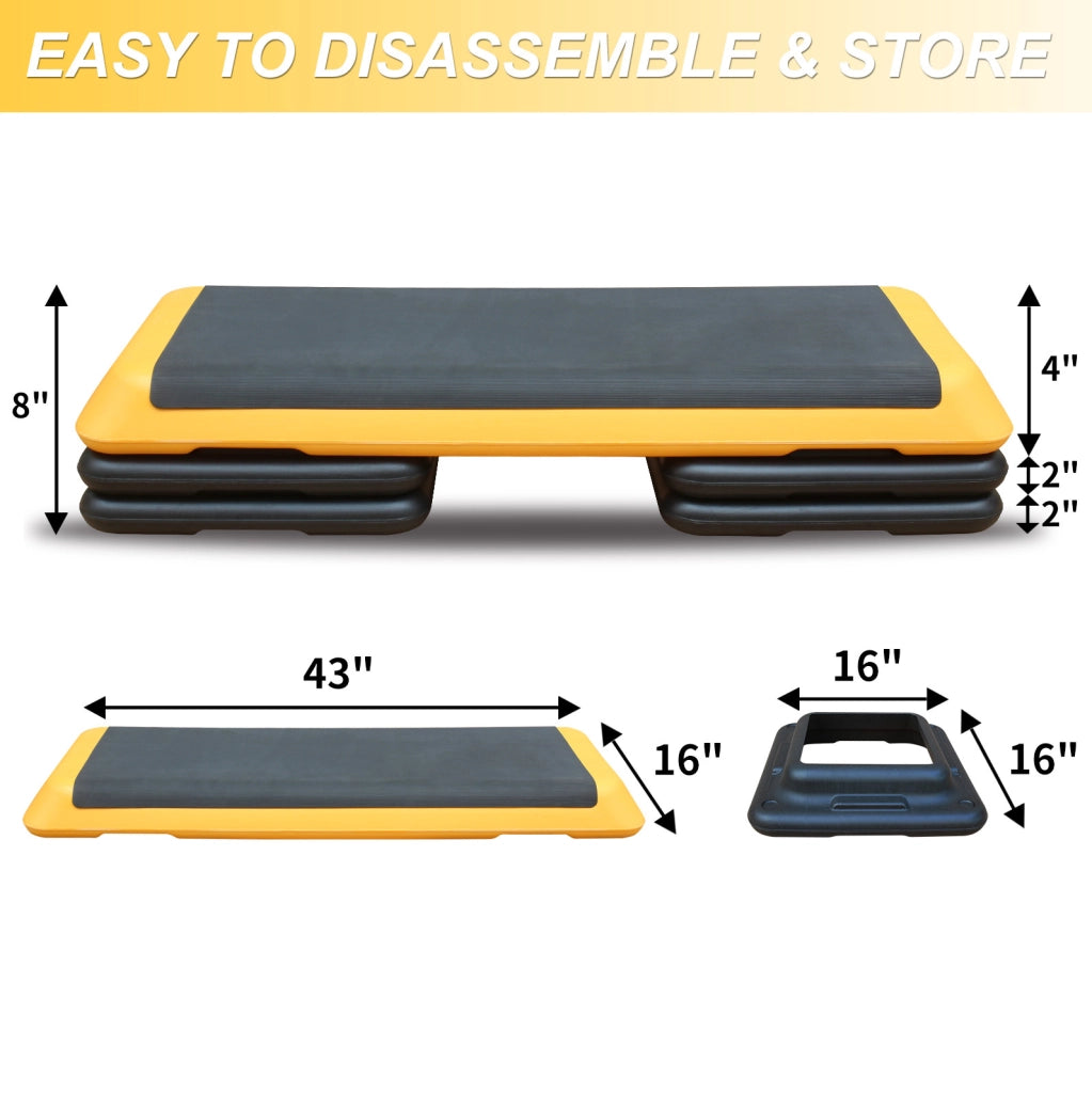 Pedana per step aerobico regolabile, 110 cm, gialla