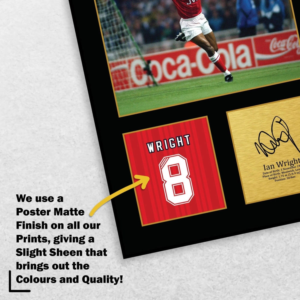 Foto autografata di Ian Wright, formato A4, 297x210 mm, poster, regalo per appassionati di calcio
