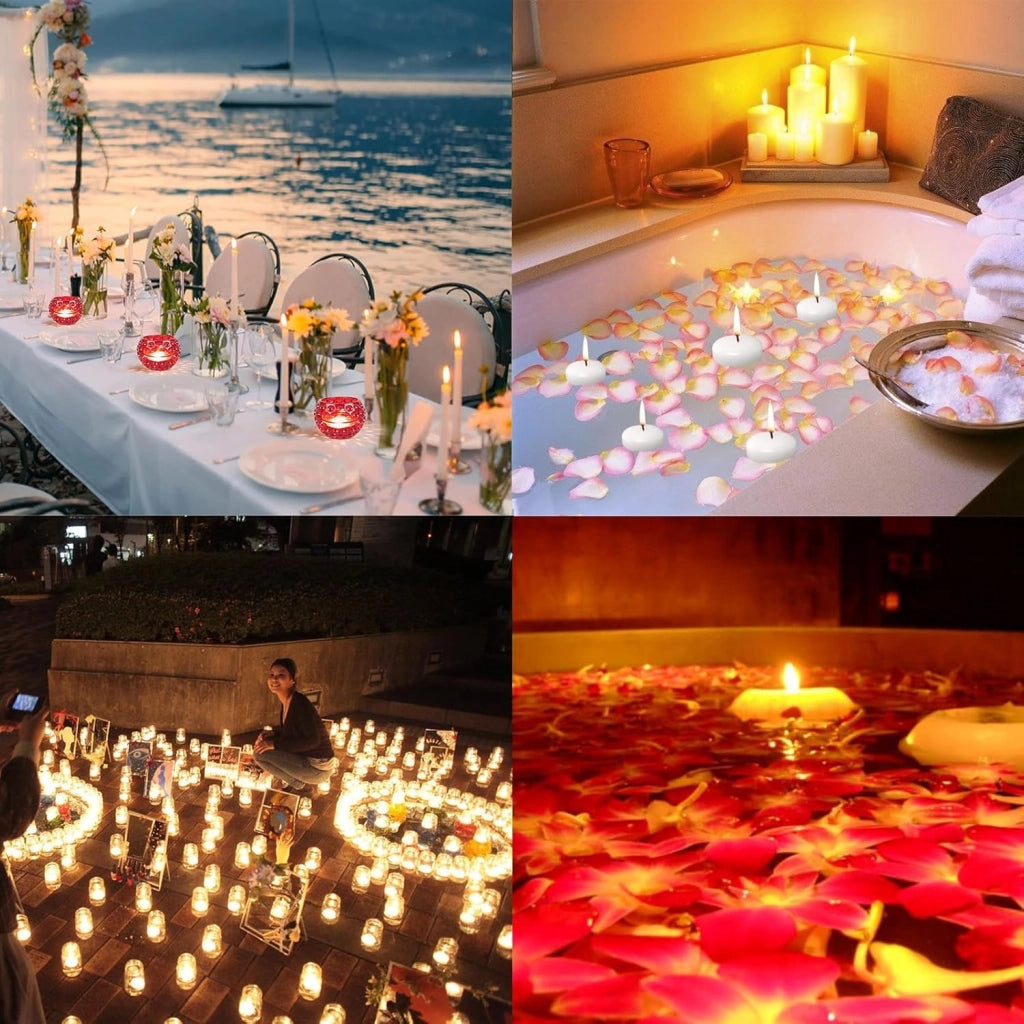 Candele galleggianti, 30 pezzi, bianche, senza profumo, 4 cm