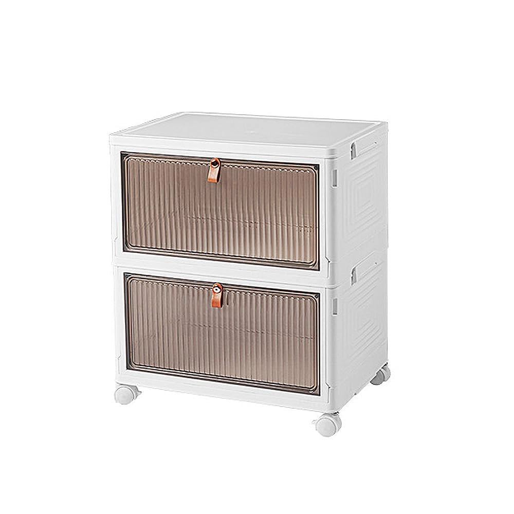 Contenitore con ruote, set da 2, bianco, 39x28x39,5 cm
