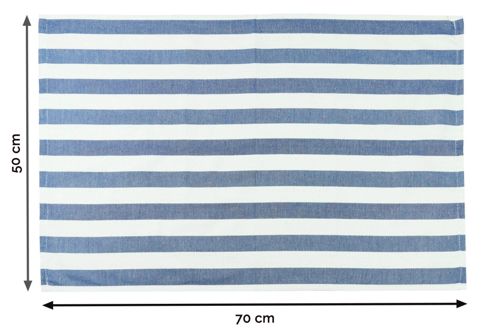 Set di 5 strofinacci da cucina, 50x70 cm, a righe blu e bianche, 100% cotone