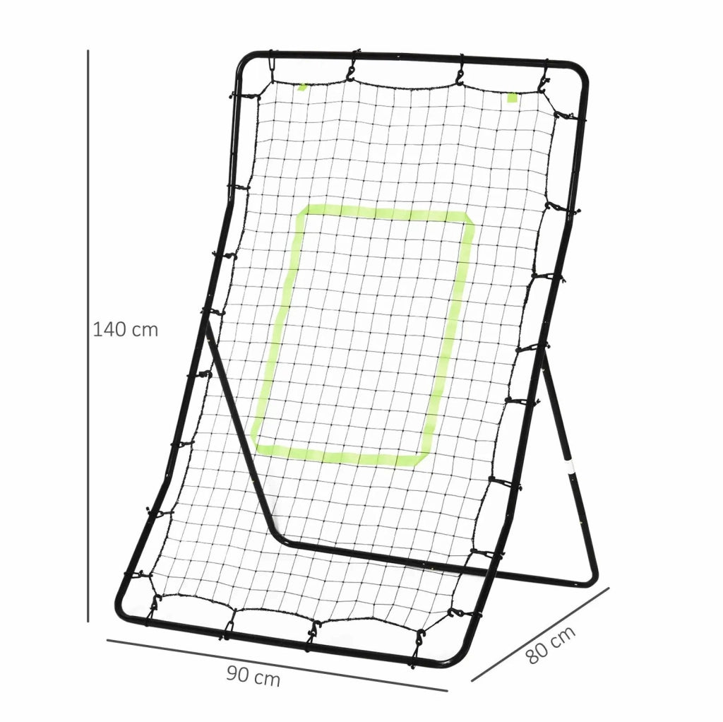 Rebounder da calcio con telaio in acciaio e rete in polietilene, nero