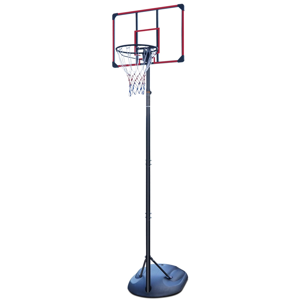 Canestro da basket regolabile da 228,6 a 280,42 cm nero e rosso con ruote