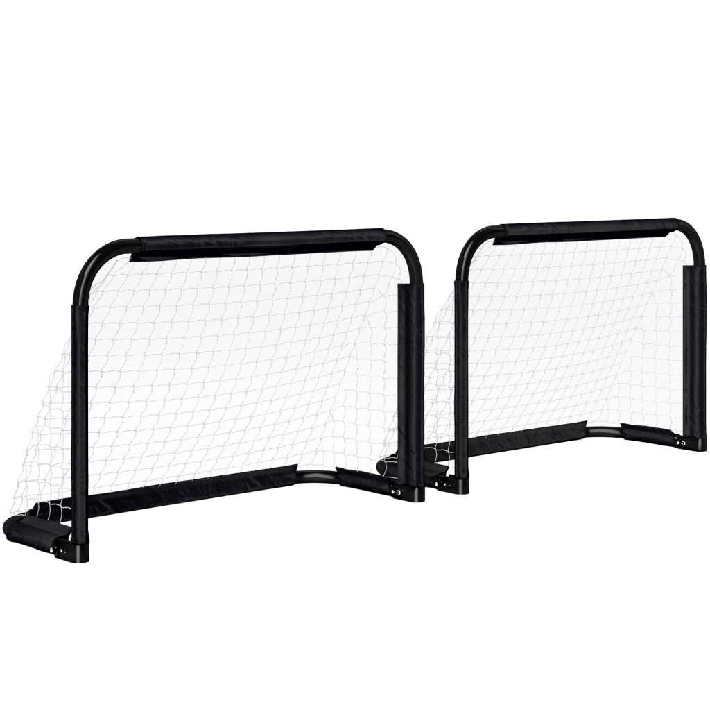 Set di 2 porte da calcio pieghevoli 90x36x60 cm in metallo nero