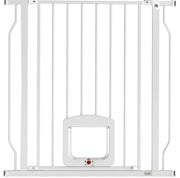 Cancello di sicurezza per scale e porte 75-85 cm in acciaio bianco con gattaiola