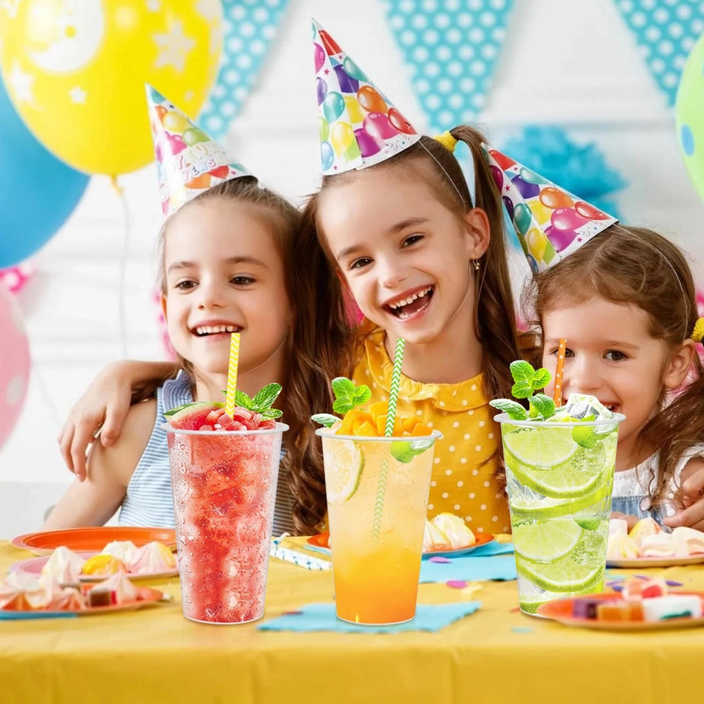 Set di bicchieri da festa, 50 pezzi, capacità 500 ml, con cannucce