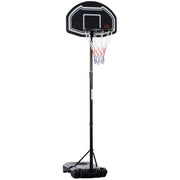 Canestro da basket da esterno regolabile 160-210 cm in acciaio nero con ruote
