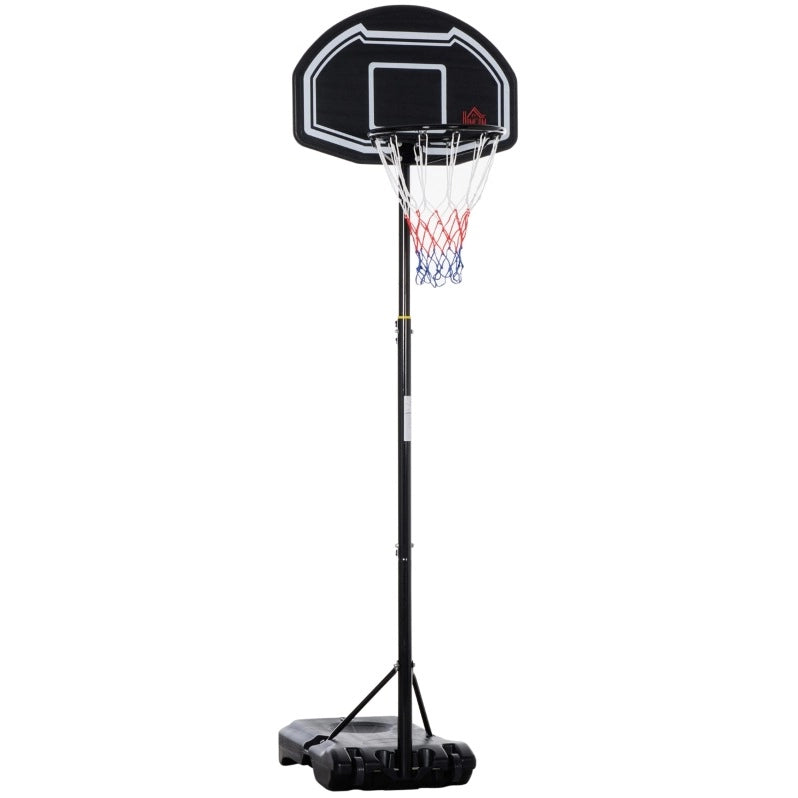 Canestro da basket da esterno regolabile 160-210 cm in acciaio nero con ruote