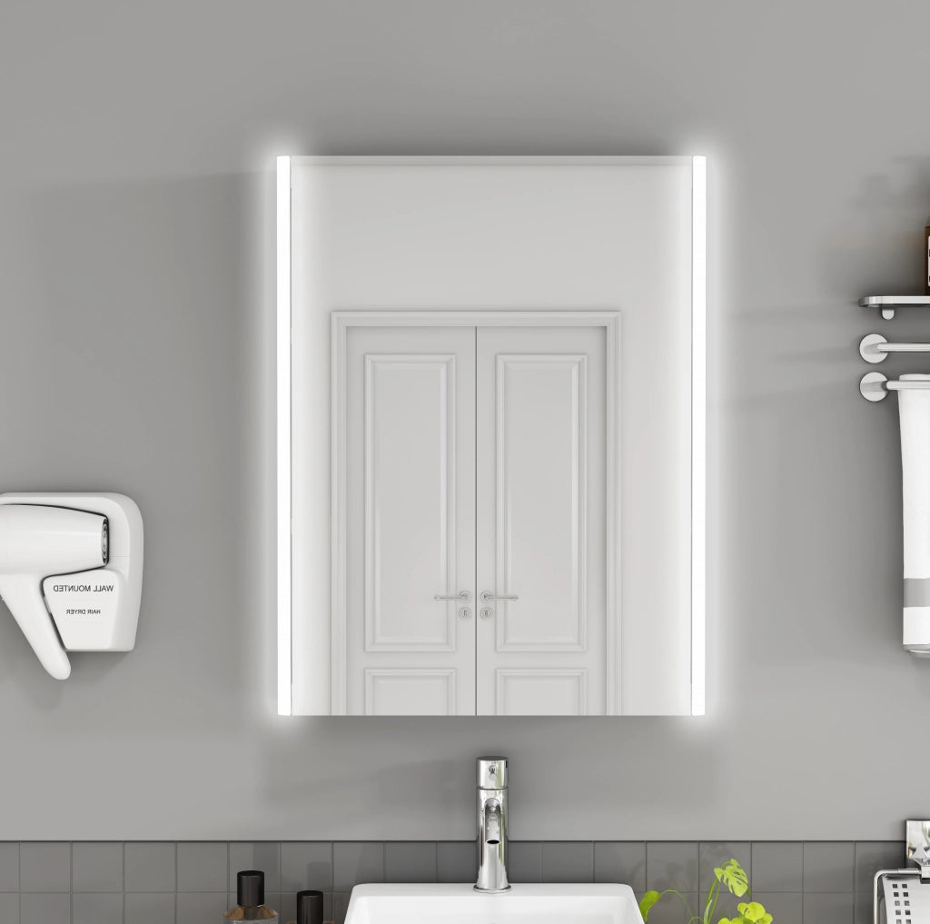 Armadietto a specchio da bagno bianco da 50 cm con luci LED