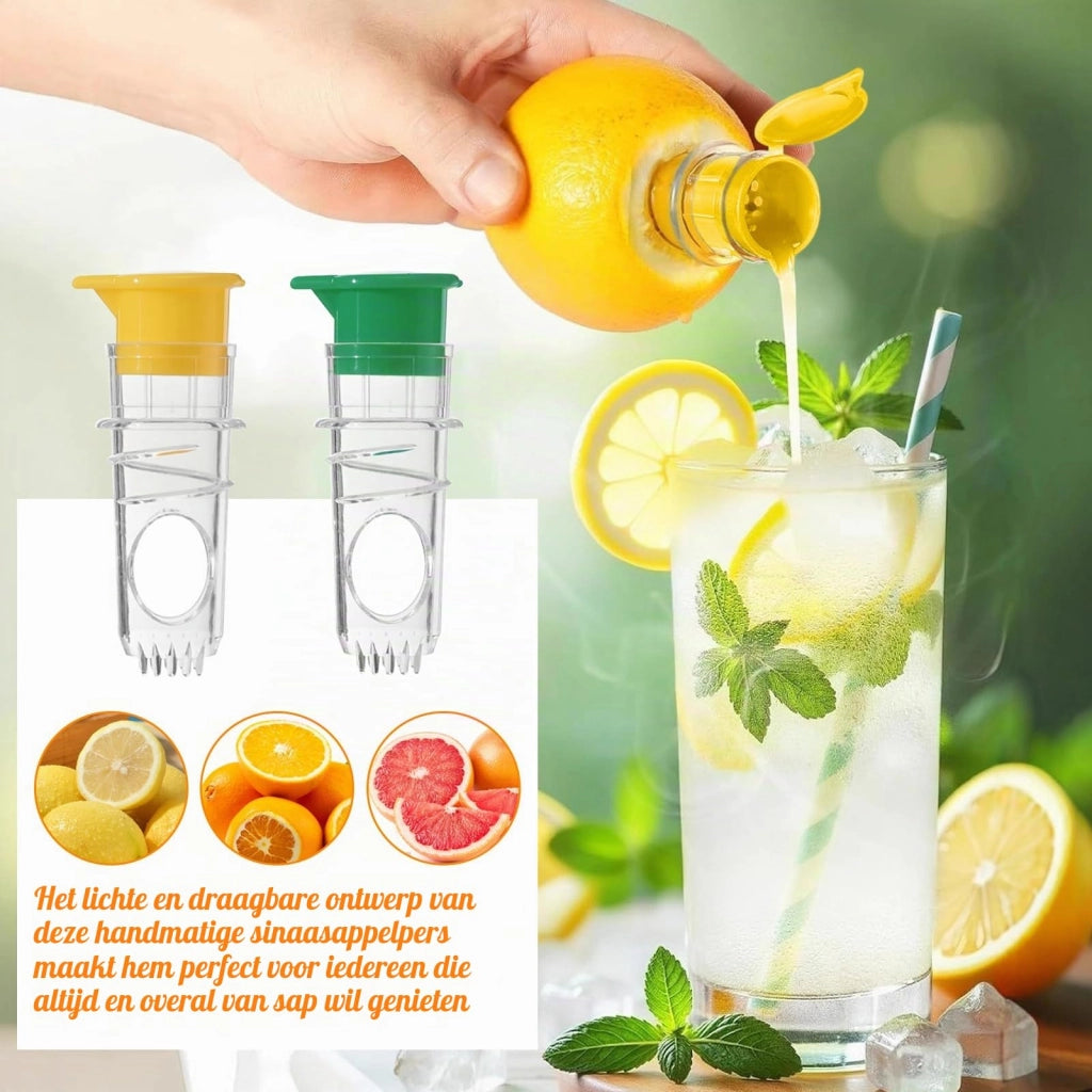 Set di 2 spremiagrumi manuali con filtro e coperchio, privi di BPA