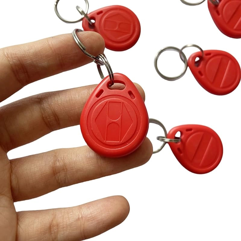 10 portachiavi RFID T5577 da 125 kHz, riprogrammabili, di colore rosso