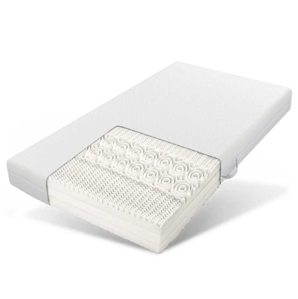 Letto imbottito 90x200 beige con LED, USB, vano contenitore e materasso