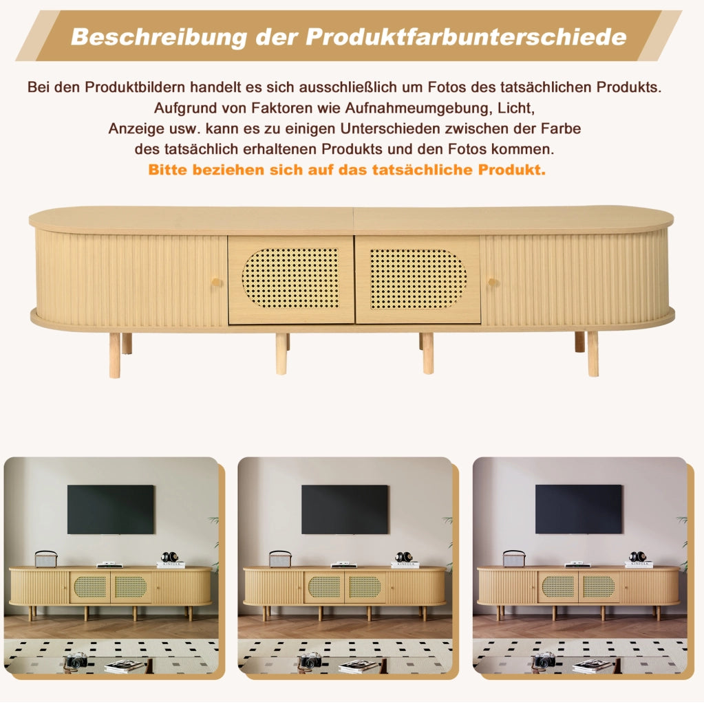 Mobile porta TV in MDF effetto legno naturale 180 x 40 x 40 cm