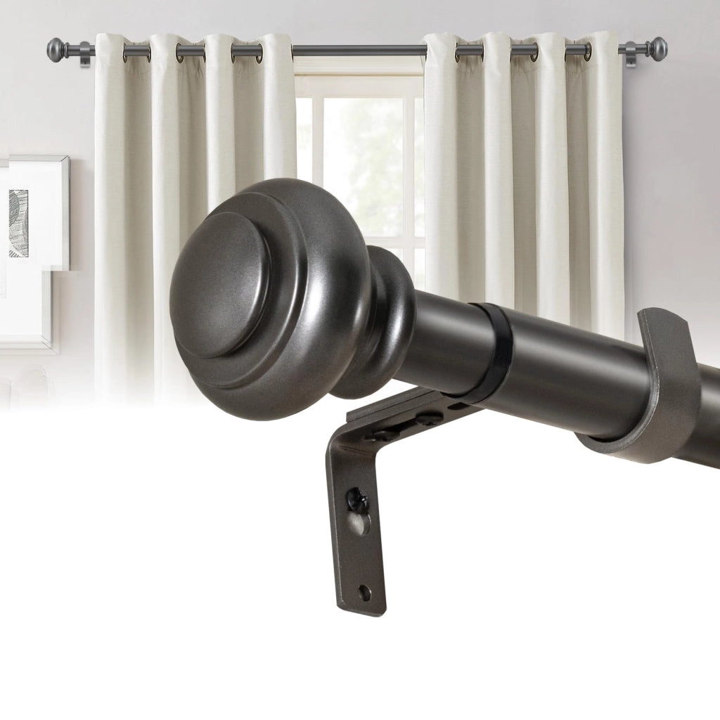 Set di 2 aste per tende estensibili, lunghezza da 76 a 150 cm, diametro 25 mm, colore grigio scuro