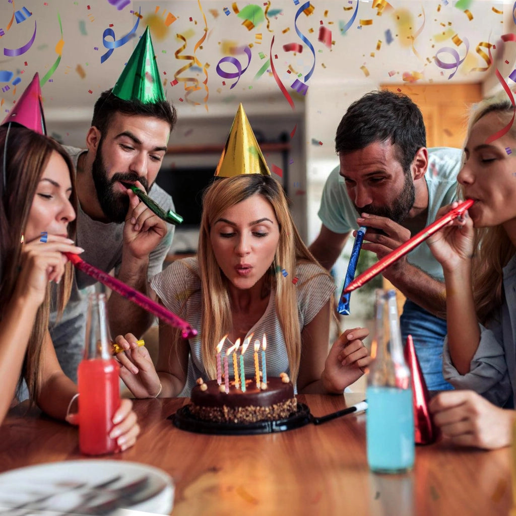 24 candeline colorate per compleanno, a spirale, di 8,2 cm, complete di supporti