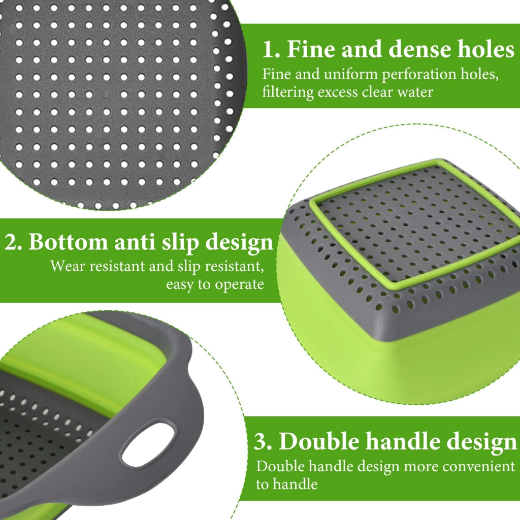 Set di 2 colini in silicone pieghevoli, 2-in-1, verdi