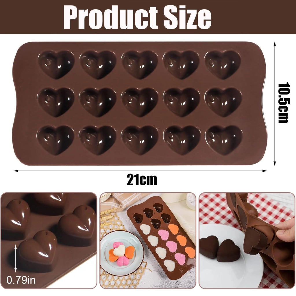 3 stampi a forma di cuore in silicone, senza BPA, dimensioni 21x10,5 cm, ideali per cioccolato e gelato