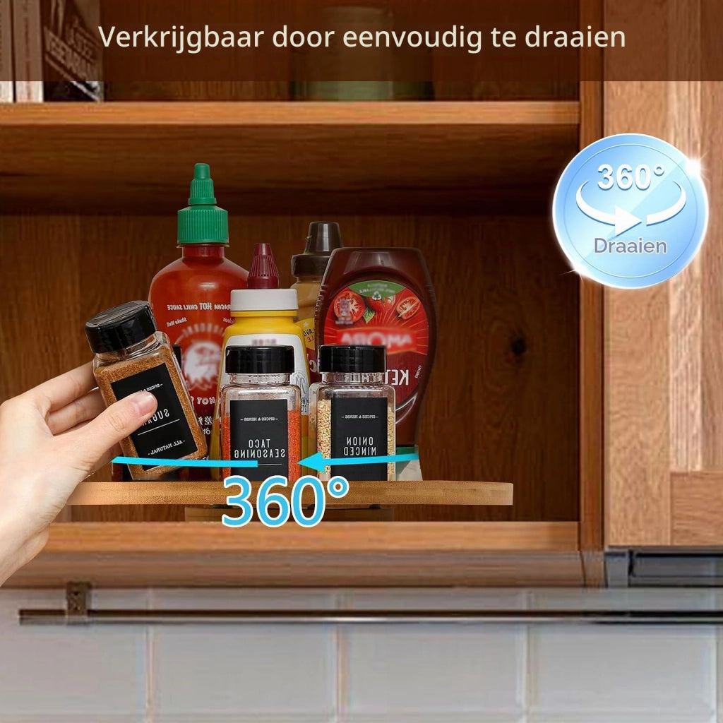 Piatto girevole in bambù da 30 cm – Lazy Susan per cucina e dispensa