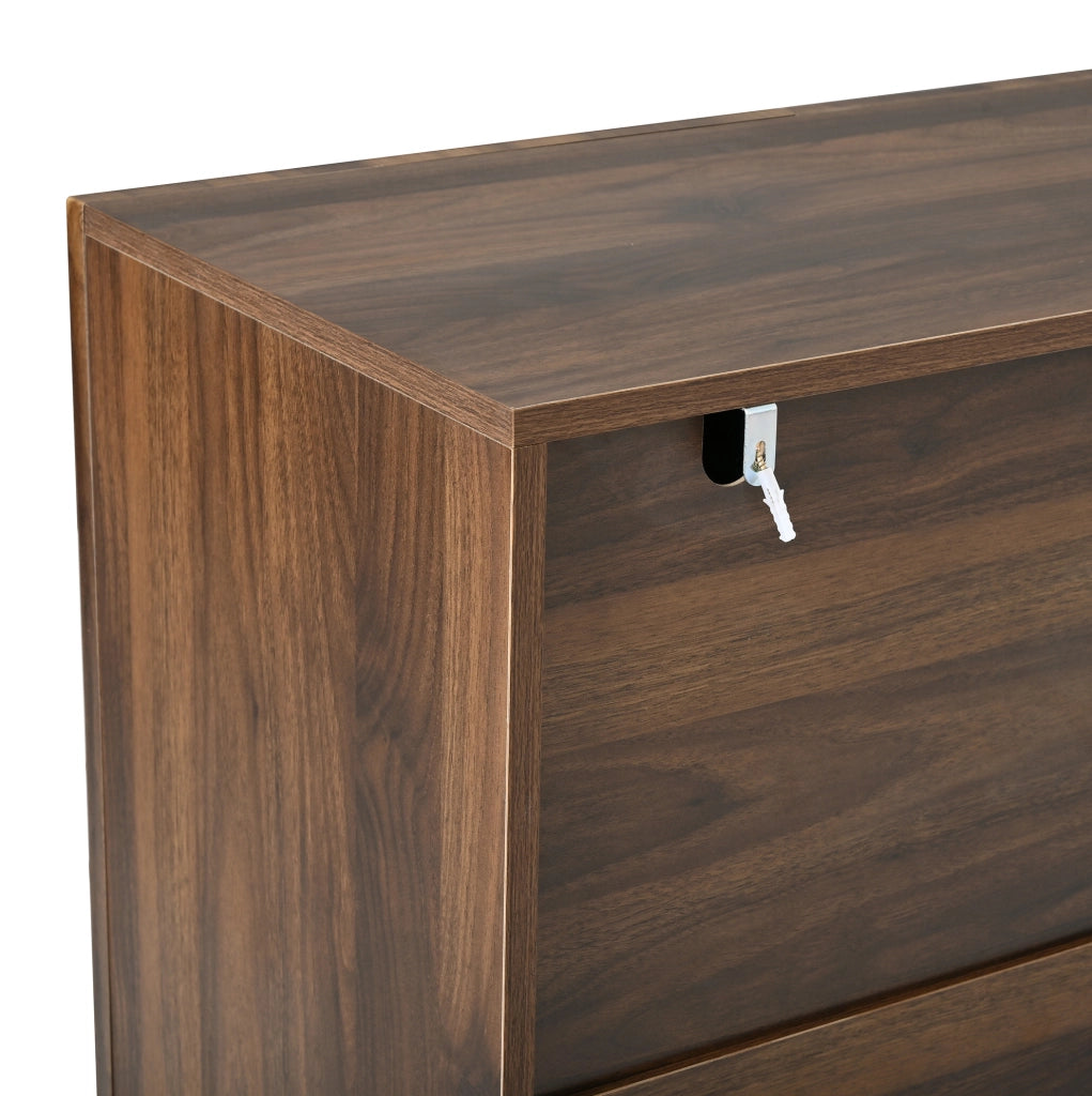 Credenza e scarpiera color noce a 3 ante con ripiani regolabili