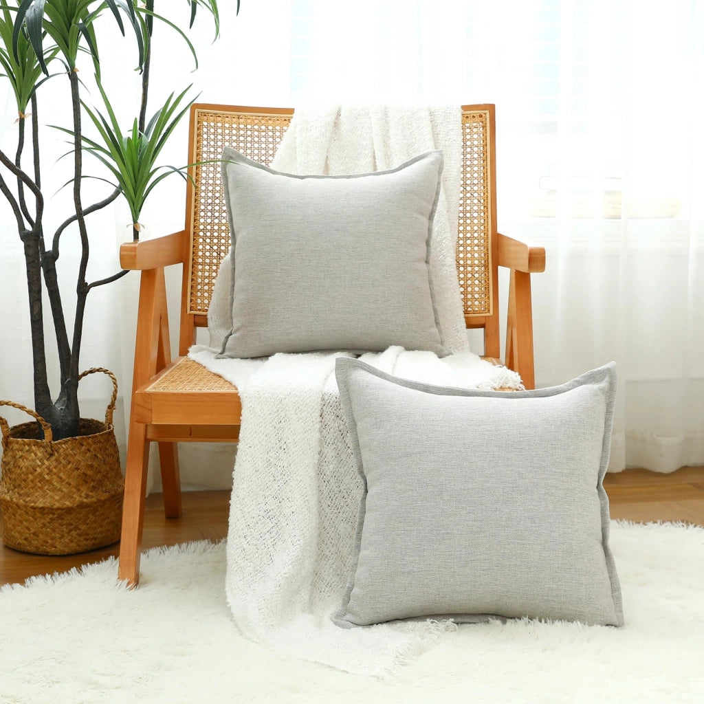 Set di 2 federe in lino, 45x45 cm, colore grigio