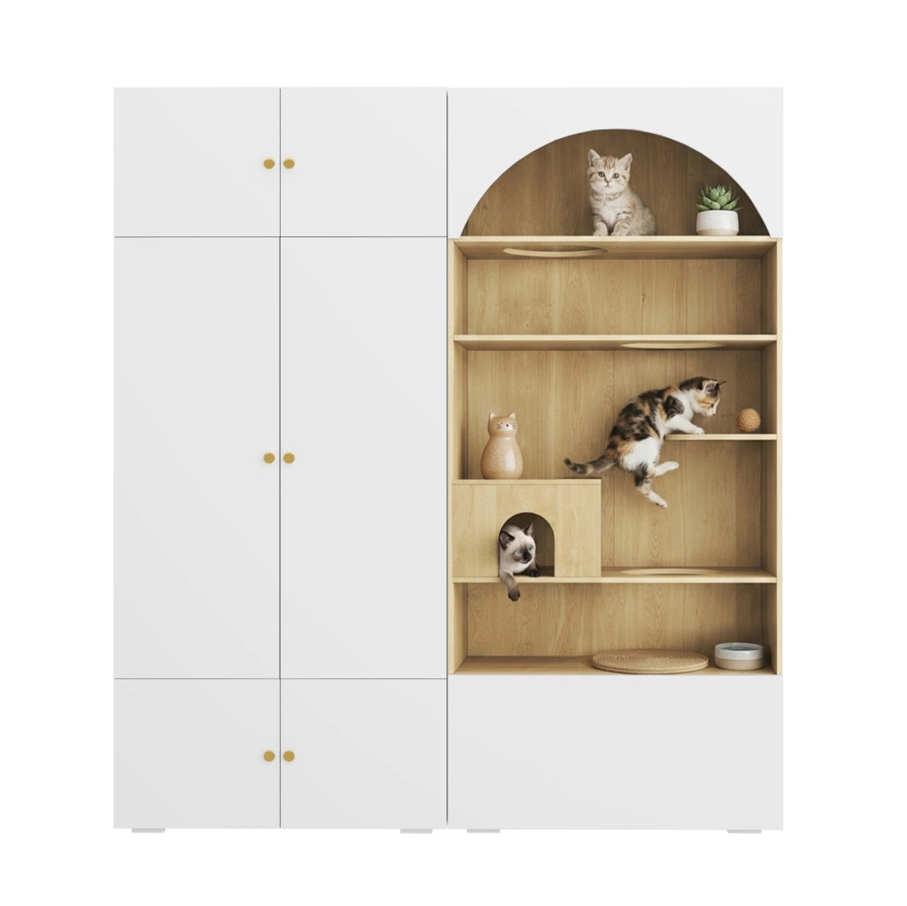 Armadio guardaroba con parete per gatti 180x50x200 cm