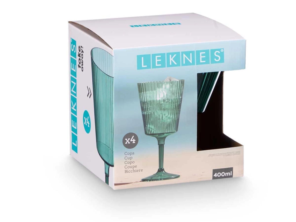 Bicchieri in plastica da 400 ml, set da 4, a righe, verdi, riutilizzabili