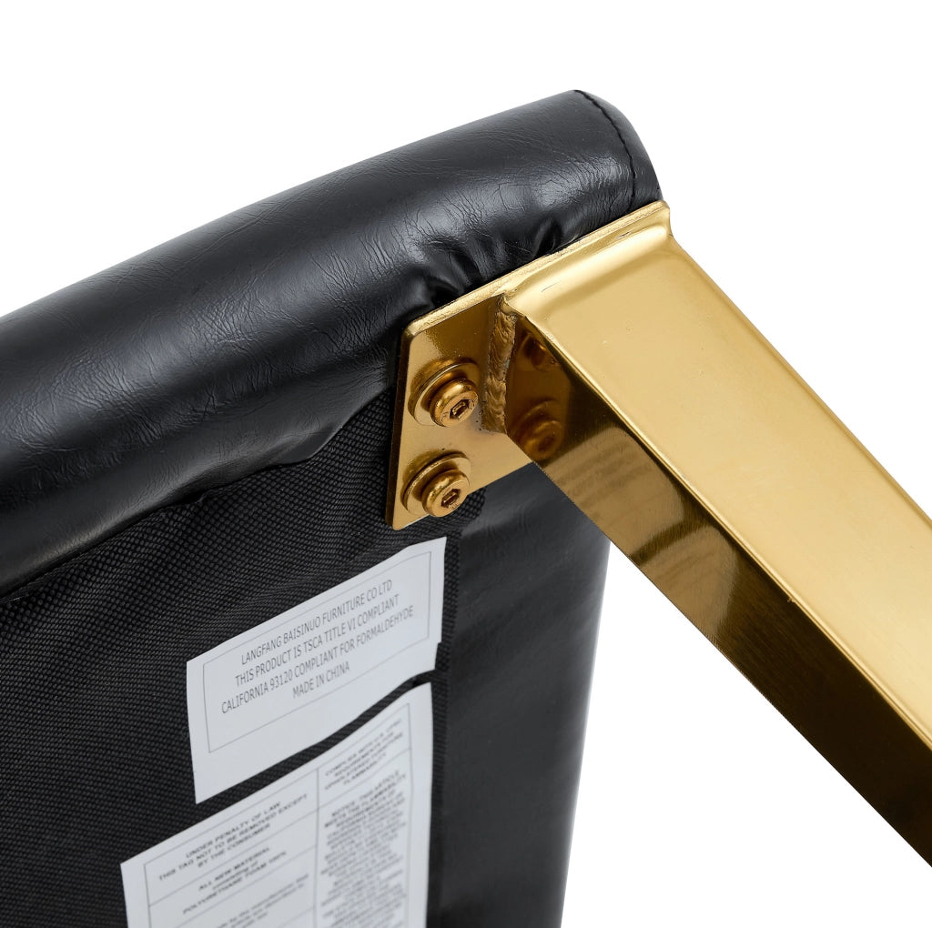 Set di 6 sedie da pranzo nere e oro in PU e metallo