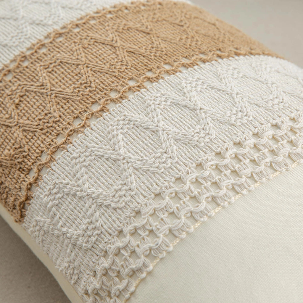 Cuscino decorativo, 30x50 cm, cotone e lino, a righe, stile bohémien, 1 pezzo.